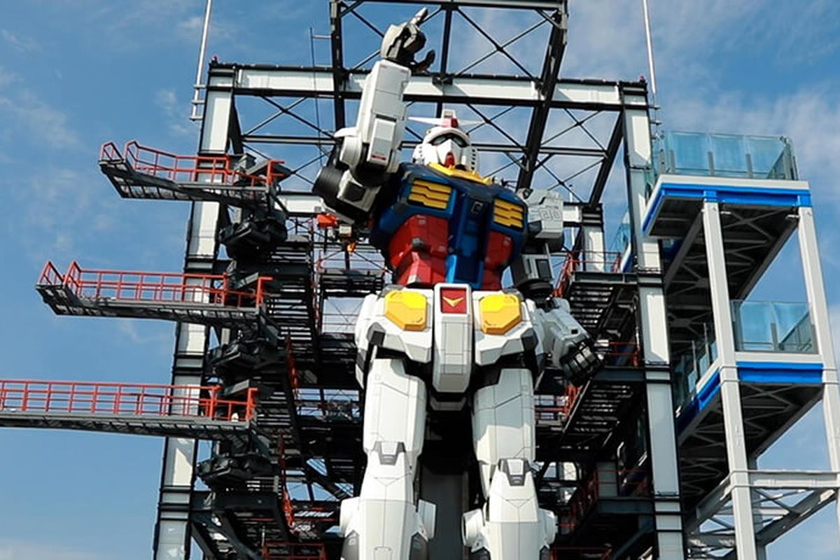 Tempat wisata di Jepang - Komplek Gundam Factory Yokohama di Jepang yang memiliki patung Gundam raksasa setinggi 18 meter.