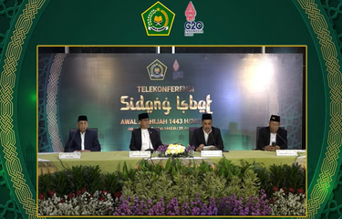 Tangkapan layar proses pembacaan hasil sidang isbat penentuan awal Zulhijah 1443 H.