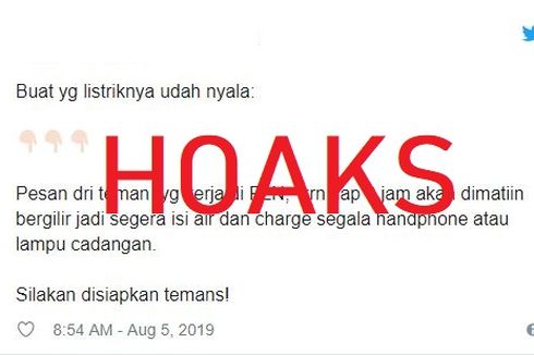 [HOAKS] Pemadaman Listrik Bergilir Tiap 3 Jam di Jakarta