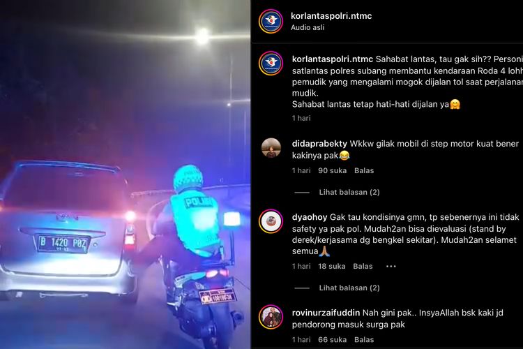 Video Aksi Polisi Setut Mobil Mogok Pemudik di Jalan Tol