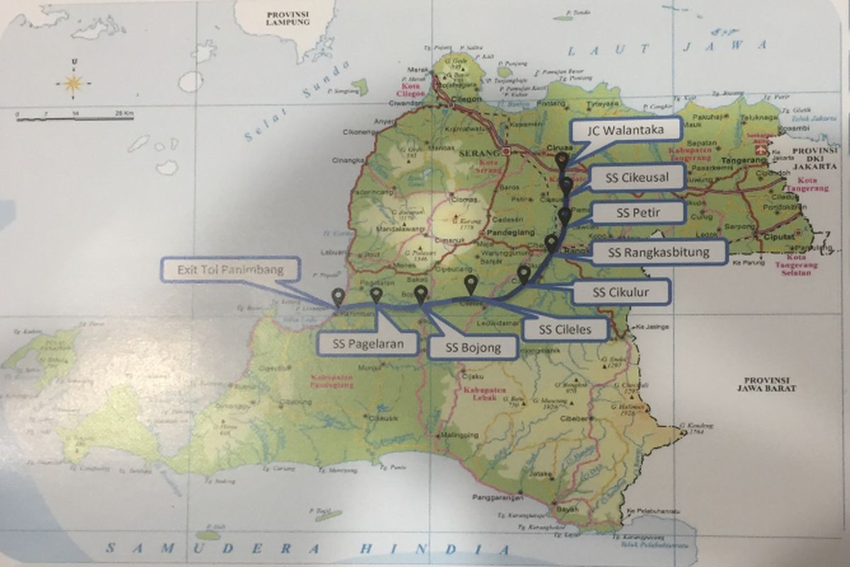 Rencana proyek Jalan Tol Serang Panimbang sepanjang 83,7 kilometer.