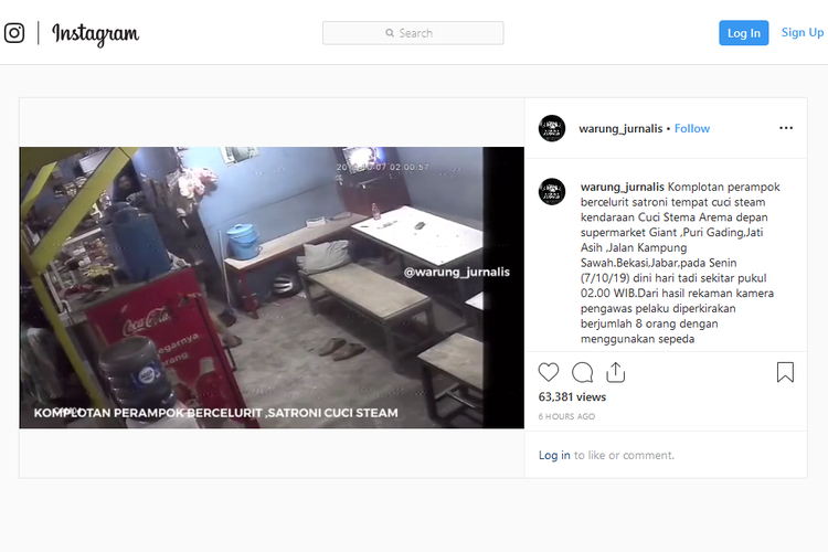 Video viral mengenai perampokan di sebuah tempat cuci steam motor di Bekasi oleh komplotan bercelurit pada Senin (7/10/2019).