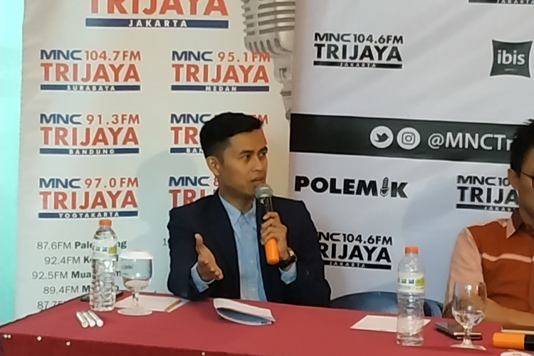Peneliti Indonesia Political Opinion (IPO) Dedi Kurnia Syah di Ibis Hotel Tamarin, Menteng, Jakarta, Sabtu (23/11/2019).