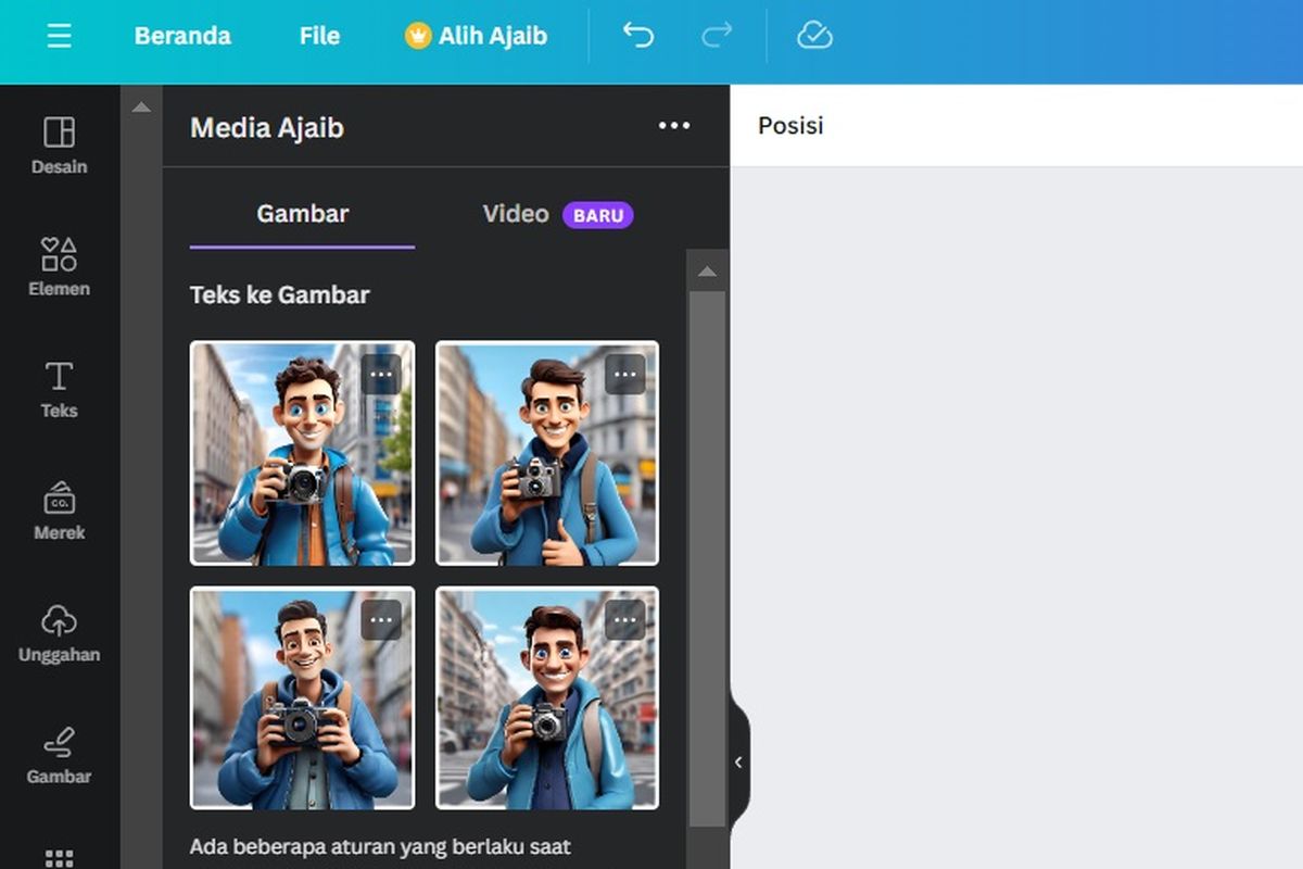 Membuat gambar animasi 3d pakai AI canva