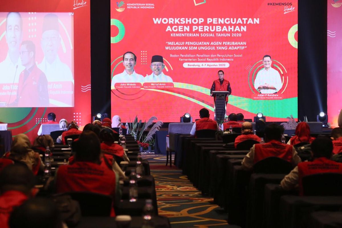 Sambutan menteri sosial pada acara workshop agen perubahan kemensos RI.