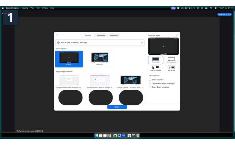 Ilustrasi cara share screen zoom meeting