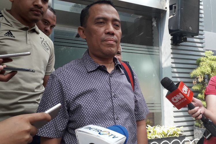 Ketua Bantuan Hukum FPI Sugito Atmo Prawiro di Mapolda Metro Jaya, Sabtu (25/5/2019).