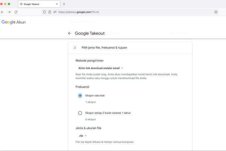 Cara backup data di Google Takeout (/Caroline Saskia Tanoto)