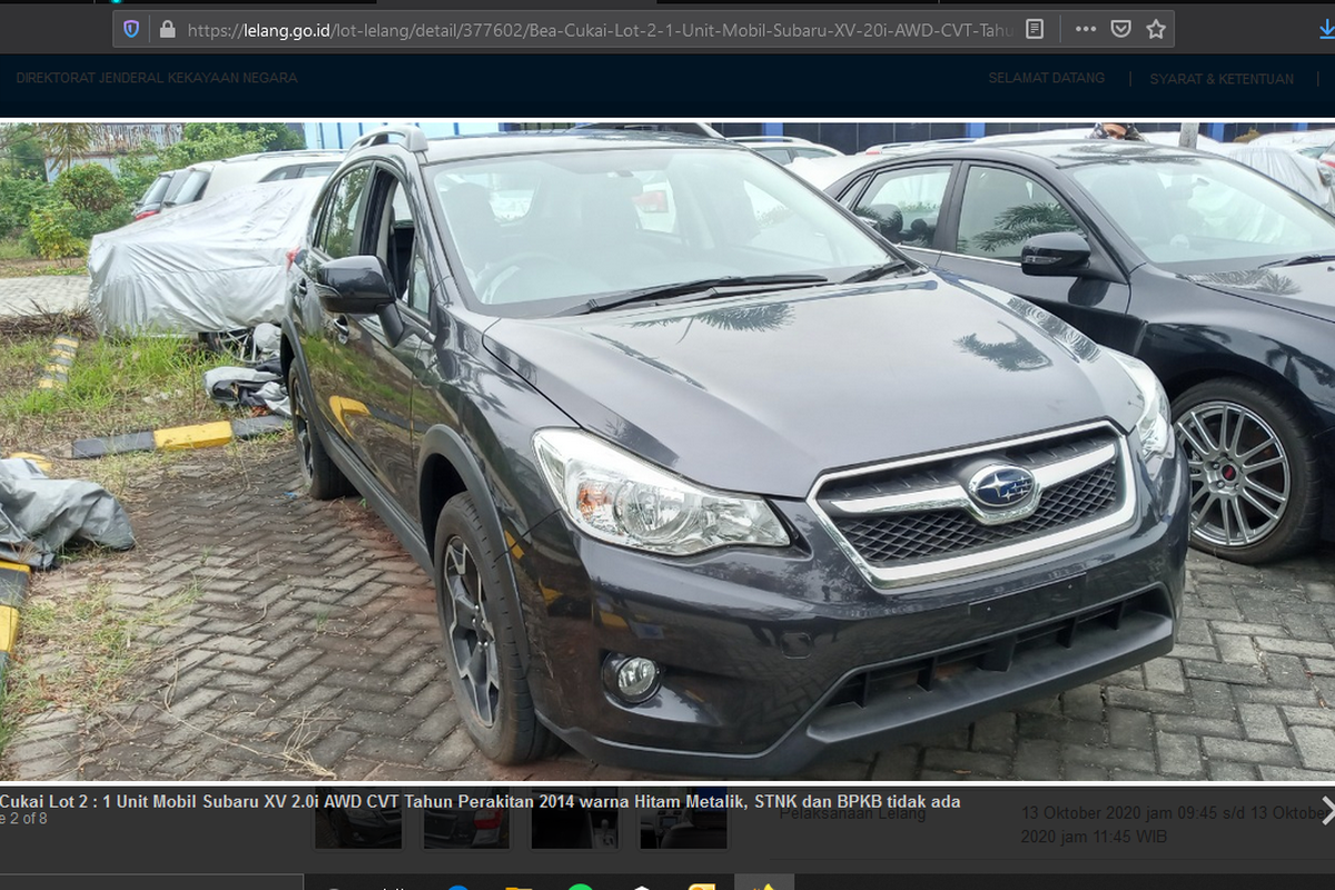 Mobil Subaru yang akan dilelang Bea Cukai di laman lelang.go.id. (tangkapan layar dari lelang.go.id)