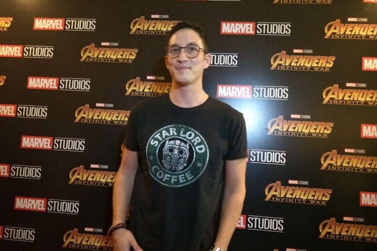Mike Lewis diabadikan di sela screening film Avengers: Infinity War di XXI Kota Kasablanka, Jakarta Selatan, Selasa (24/4/2018) malam.