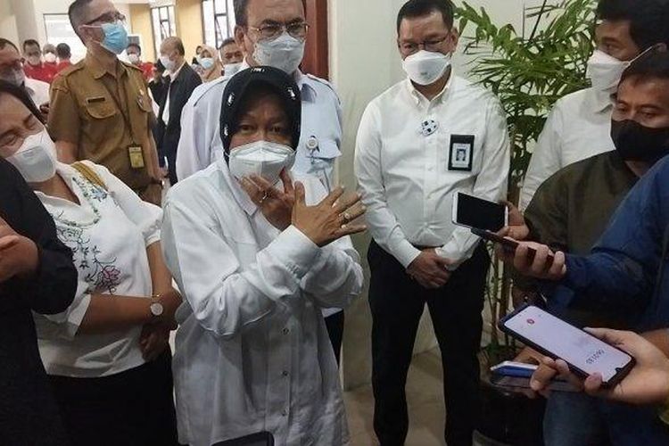 Mensos Tri Rismaharini saat ditemui di Lembang, Jawa Barat, Senin (13/12/2021).
