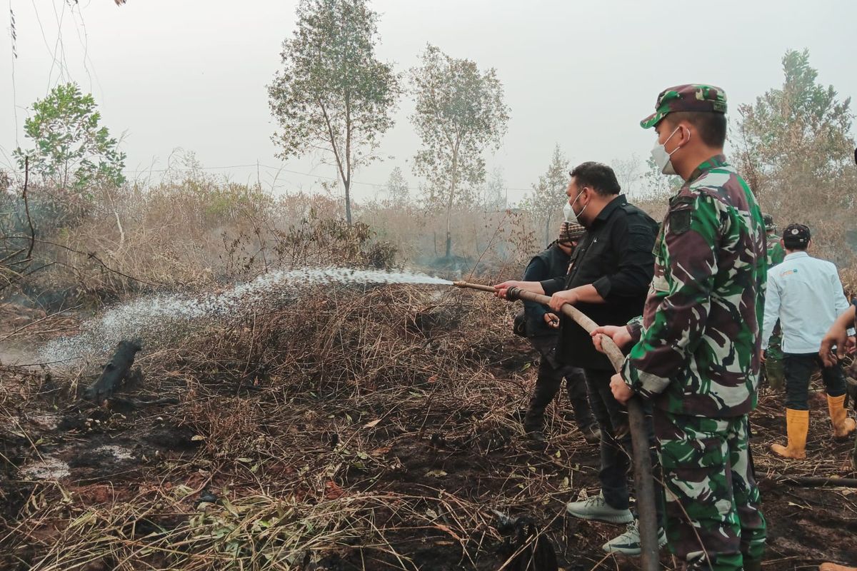 Kementan jalnkan giat pemadaman kebakaran lahan gambut di perkebunan Kalsel.