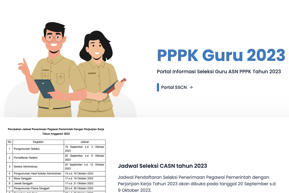 Tangkapan latar pengmuman PPPK guru Kemendikbud 2023.