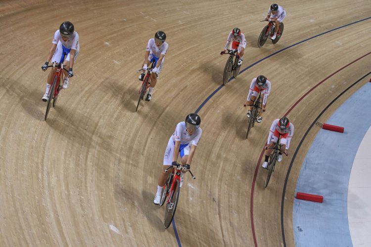 Kejuaraan balap sepeda Asian Track Championships (ATC) 2019, di Jakarta International Velodrome, Jakarta, Kamis (10/1/2019).