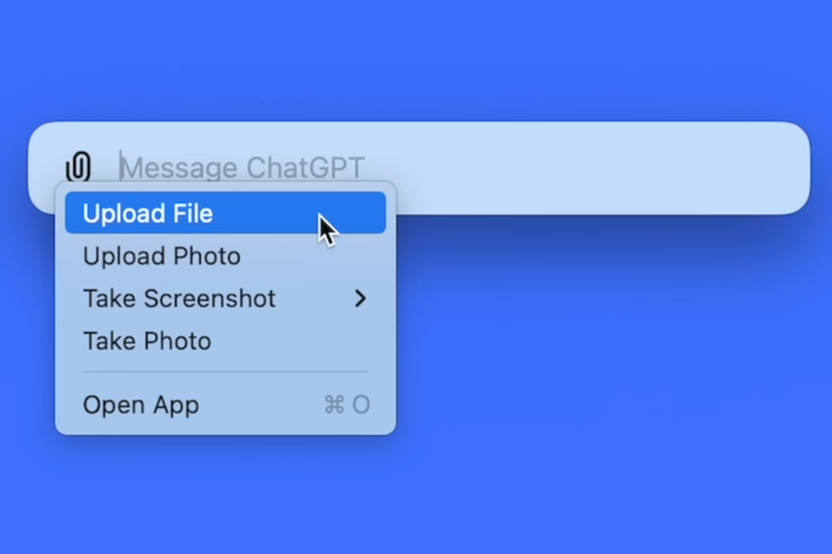 Tampilan launcher untuk aplikasi desktop ChatGPT untuk macOS.