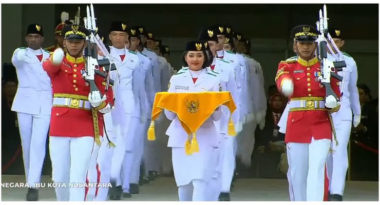 Susunan Lengkap Paskibraka pada Upacara Pengibaran dan Penurunan Bendera Merah Putih di IKN