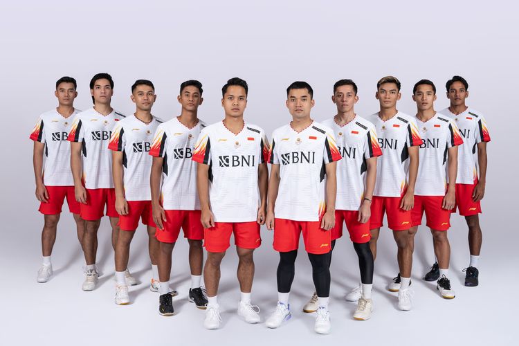 Tim bulu tangkis putra Indonesia yang akan bertanding di Thomas dan Uber Cup 2024 di Chengdu, China, 27 April-5 Mei 2024. 