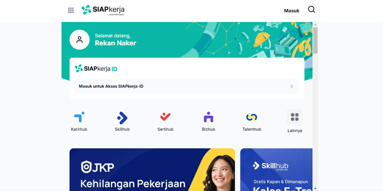 Laman SIAPKerja Kementerian Ketenagakerjaan (Kemnaker). Cara klaim JKP BPJS Ketenagakerjaan. Cara klaim JKP BPJS Ketenagakerjaan bagi pekerja yang terkena PHK.