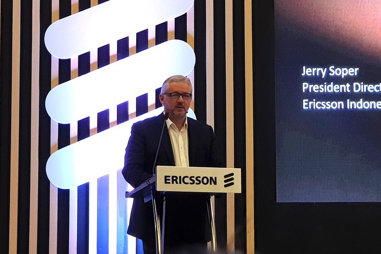 Head of Ericsson Indonesia Jerry Soper dalam acara Barcelona Unboxed di kawasan Jakarta Selatan, Kamis (25/4/2019). 
