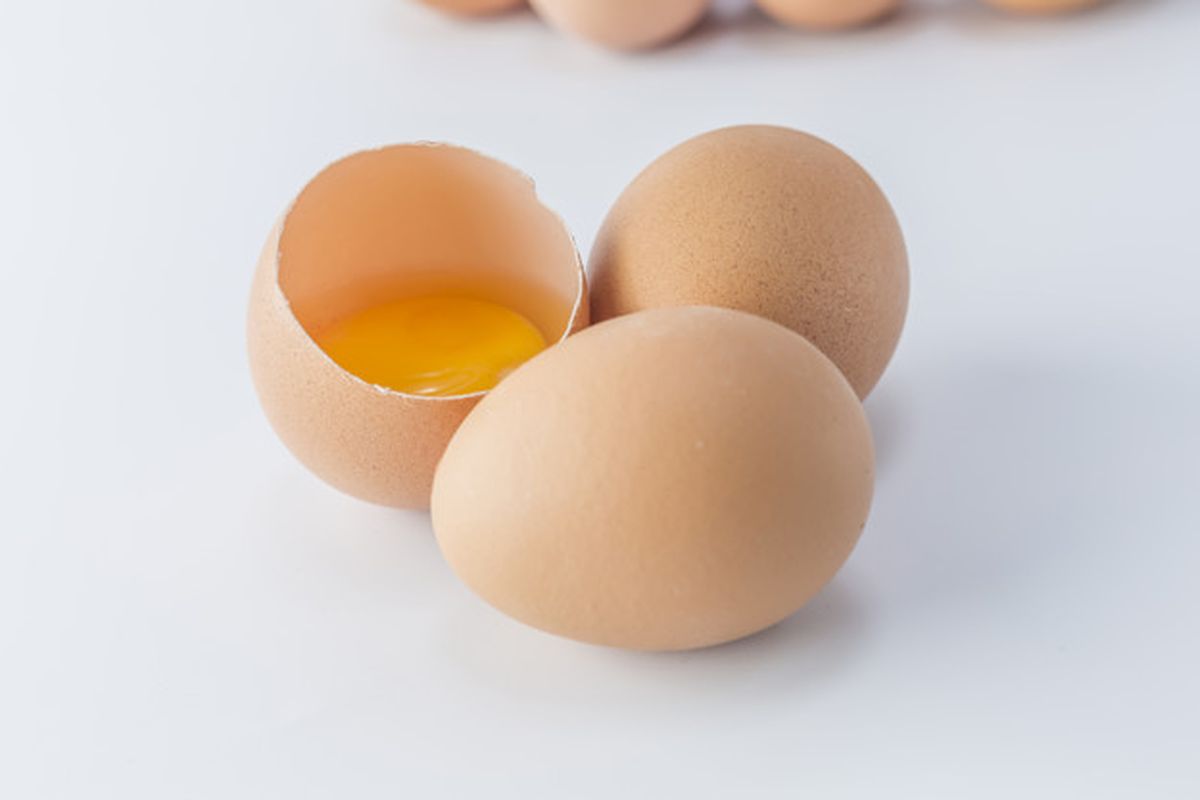 Kuning telur yang masih segar terlihat berwarna kuning atau oranye dengan putih telur mengelilingi kuningnya.