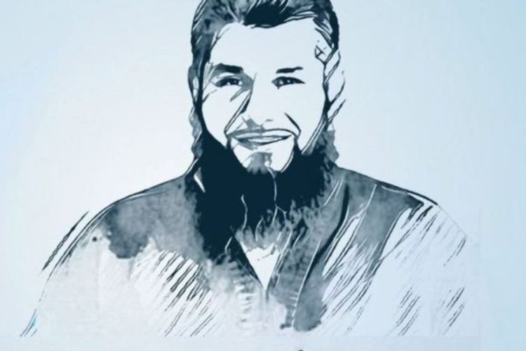 Sketsa wajah Homaidan al-Turki yang digunakan sebagai lambang kampanye online untuk membebaskan pria ini dari penjara.