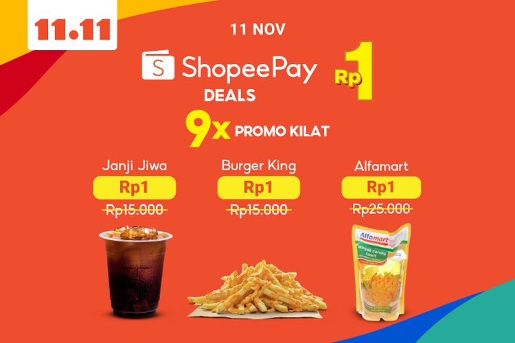 ShopeePay Deals Rp 1 menghadirkan berbagai promo menarik untuk kategori Belanja, Makan, dan Jajan 