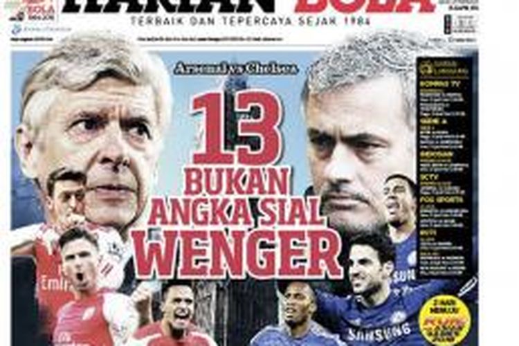 Cover Harian BOLA edisi Sabtu (25/4/2015).