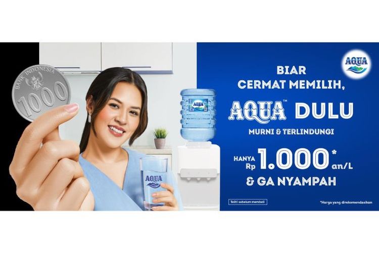 Dengan memilih Aqua, Anda hanya perlu mengeluarkan biaya sekitar Rp 1.000 per liter air mineral. 

