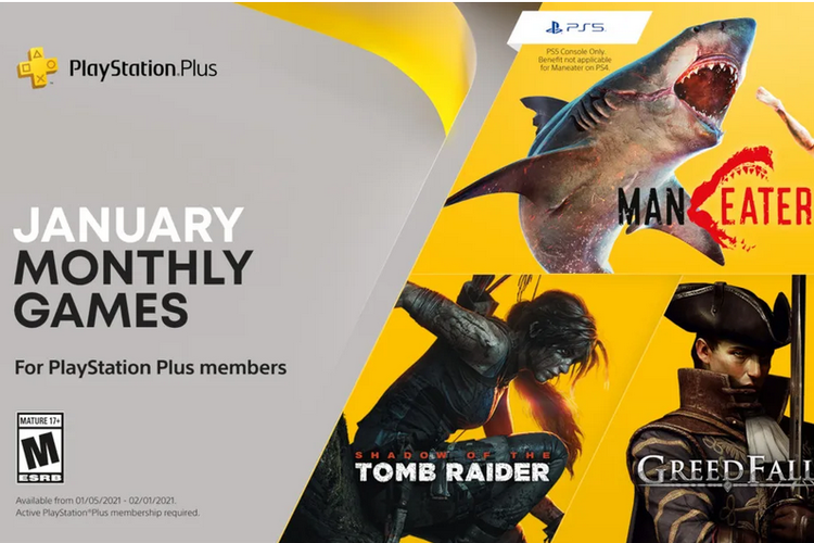 Ilustrasi tiga game gratis khusus para pelanggan PlayStation Plus Januari 2021