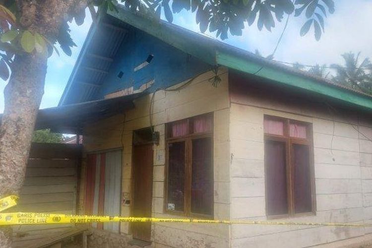 Rumah pelaku yang menculik bocah berinisial MP di Desa Inuai, Kecamatan Passi Barat, Kabupaten Bolaang Mongondow, Sulawesi Utara