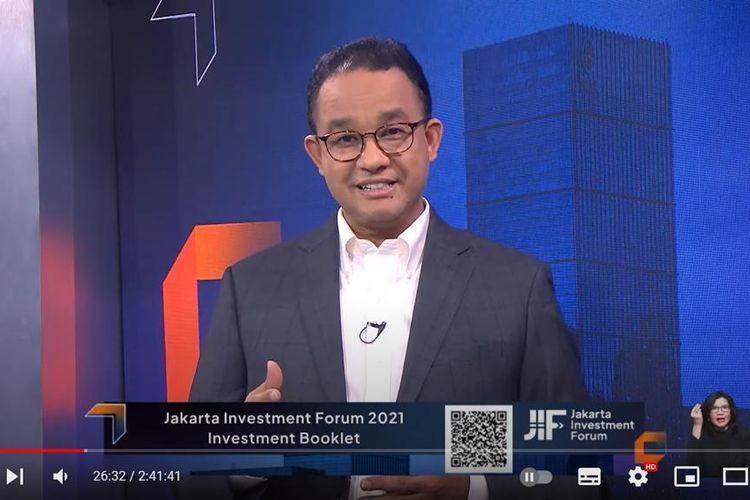 Gubernur DKI Jakarta Anies Baswedan dalam acara Jakarta Investment Forum (JIF) 2021.