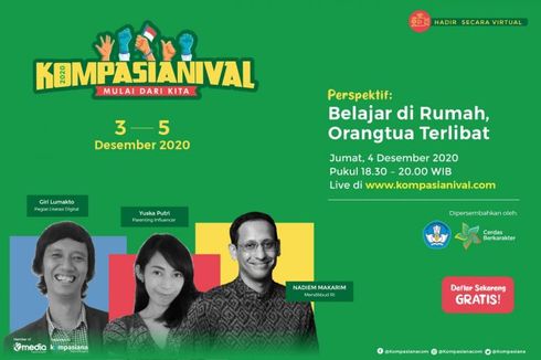 Mendikbud Nadiem Bakal Bicara Proyeksi Pembelajaran 2021 di Kompasianival