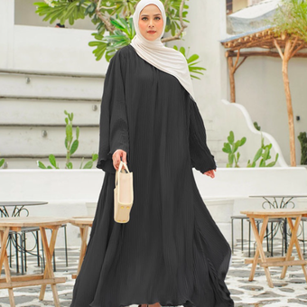 Dafina Pleats Abaya dari Heaven Lights, ide model baju Lebaran 
