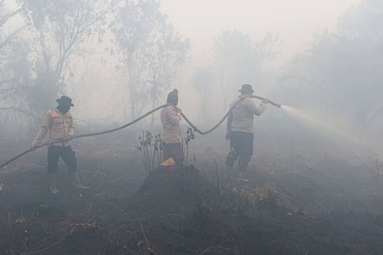 Pemadaman Karhutla di Kampar, Kapolres Dikepung Asap Tebal Saat Memutus Kepala Api