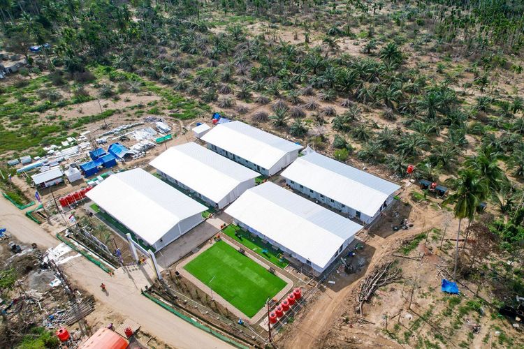 Huntara di Aceh Utara yang telah selesai dibangun oleh Waskita Karya