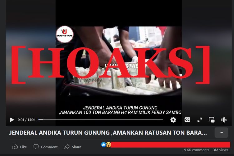 Hoaks yang menyatakan bahwa Panglima TNI Jenderal ANdika Perkasa mengamankan sabu milik Irjen Ferdy Sambo