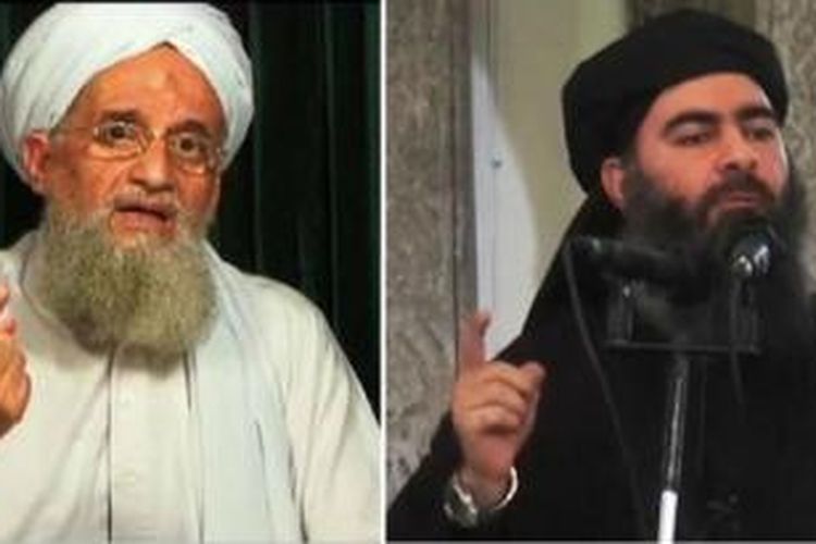 Pemimpian Al-Qaeda Ayman al-Zawahiri (kiri) dan pemimpin ISIS Abu Bakr al-Baghdadi.