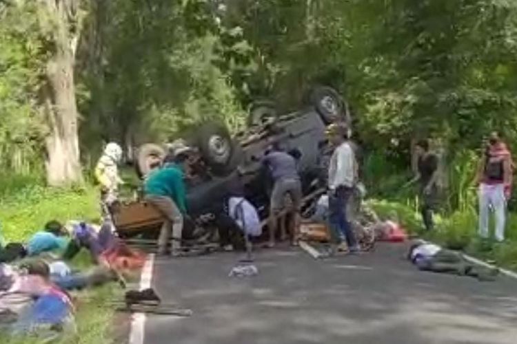 Tangkapan layar kecelakaan maut di Bondowoso yang menewaskan lima orang 