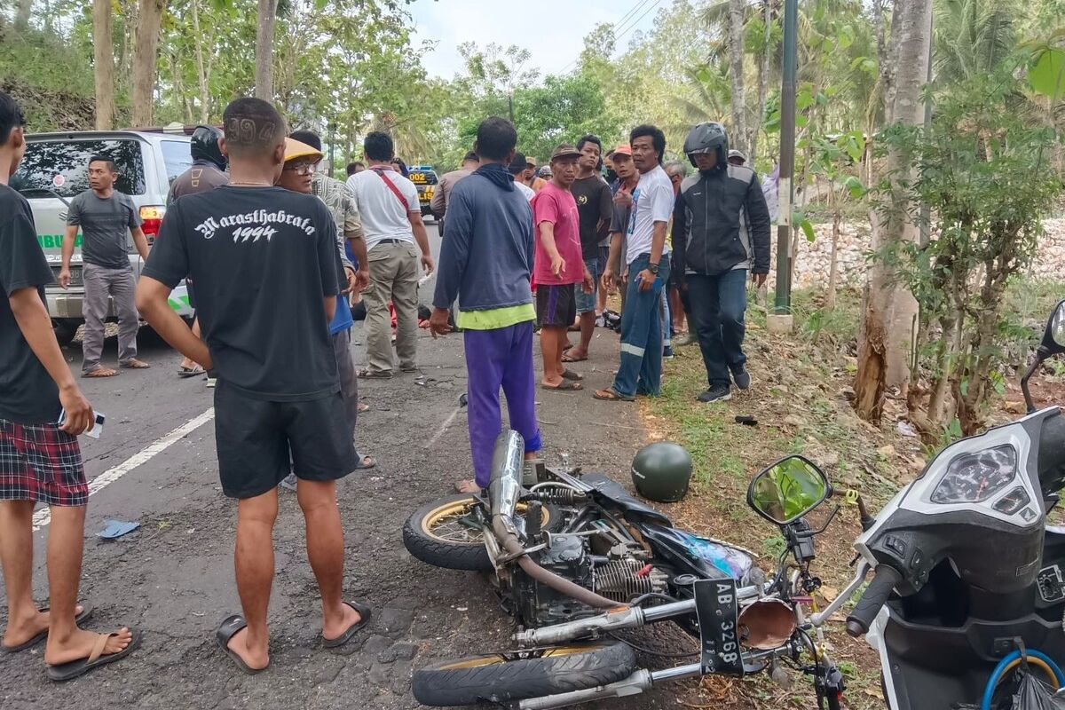 Lokasi kecelakaan di jalan Baron km 14, Gunungkidul. Sabtu (9/12/2023)