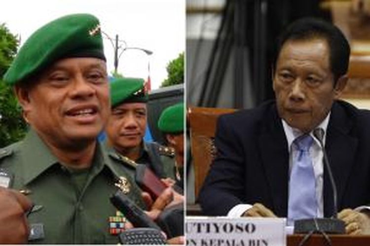 Kepala Staf TNI Angkatan Darat Jenderal TNI Gatot Nurmantyo (kiri) dan Letjen (Purn) Sutiyoso
