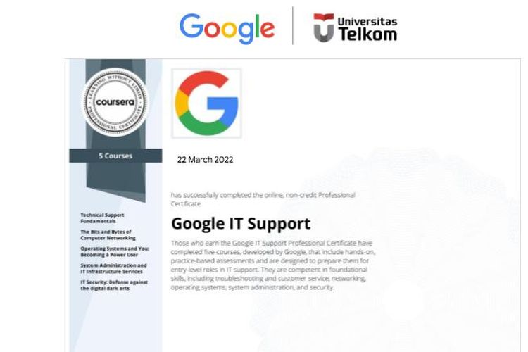 Google berikan 2.000 beasiswa IT Support Certificate untuk Telkom University