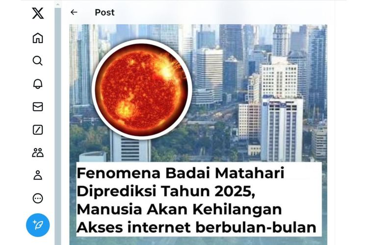 Tangkapan layar isu badai Matahari 2025 hilangkan akses internet