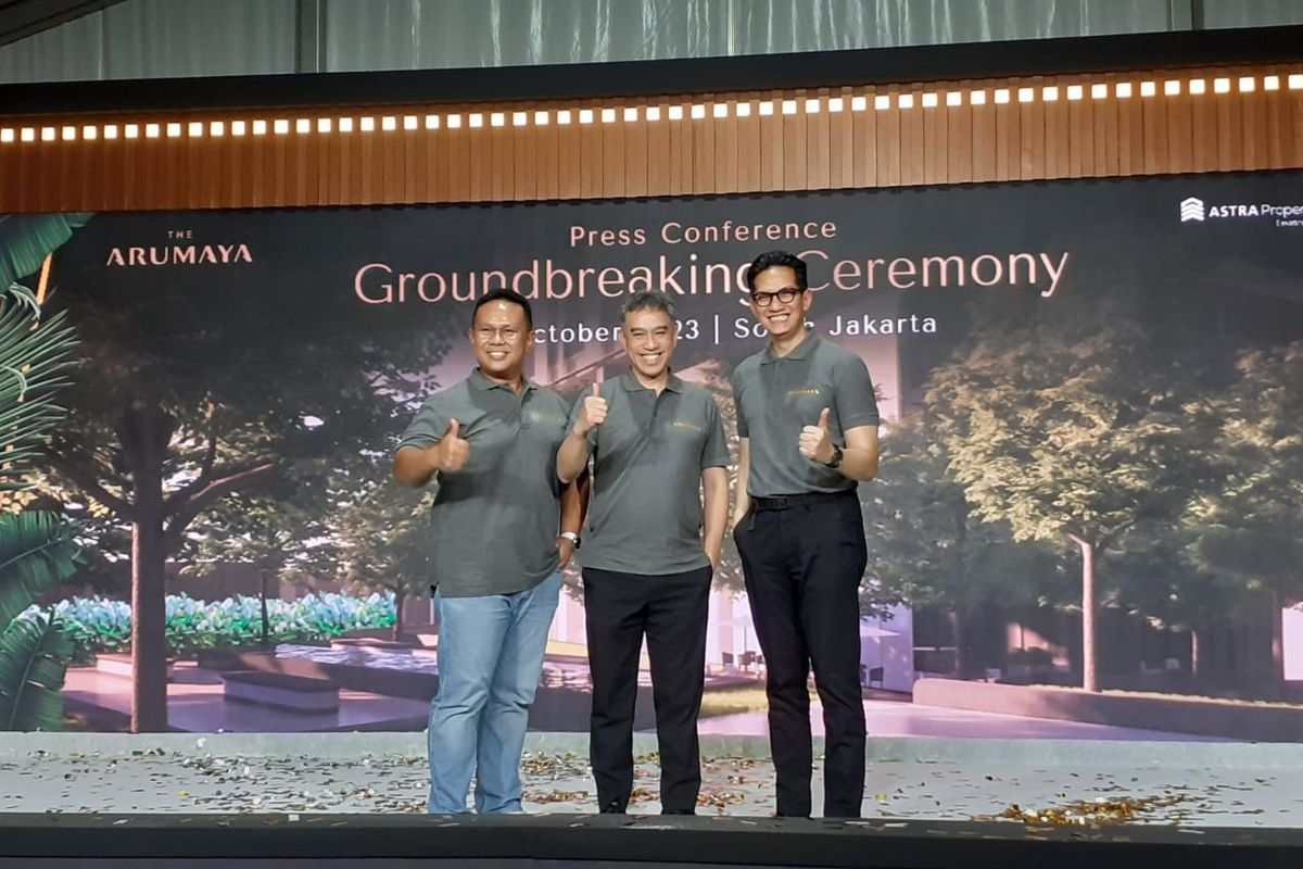 Groundbreaking Arumaya Office di The Arumaya, Lebak Bulus, Cilandak, Jakarta Selatan, Kamis (12/10/2023).