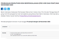 37 Posisi Lowongan Kerja Bank Indonesia November 2021, Ini Link-nya!