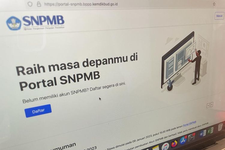 Tampilan website portal-snpmb.bppp.kemdikbud.go.id buat registrasi akun SNPMB 2023.