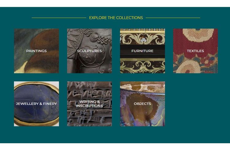 Tangkapan layar situs https://collections.louvre.fr/en/ yang menampilkan seluruh koleksi seni Museum Louvre, Paris, Perancis.
