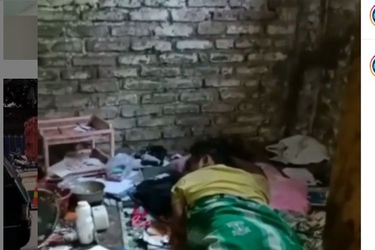 Viral di media sosial video yang memperlihatkan seorang nenek tinggal di rumah penuh sampah.