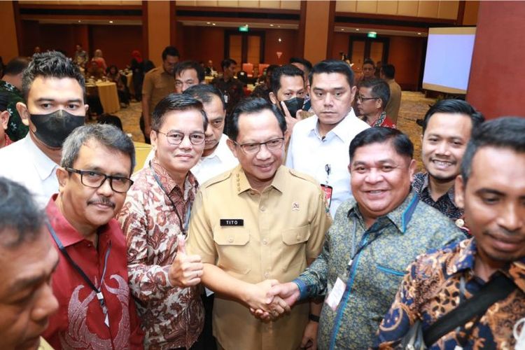 Mendagri Muhammad Tito Karnavian dalam acara Silatnas ADKASI dan Workshop Nasional 2023 di Hotel Borobudur. 