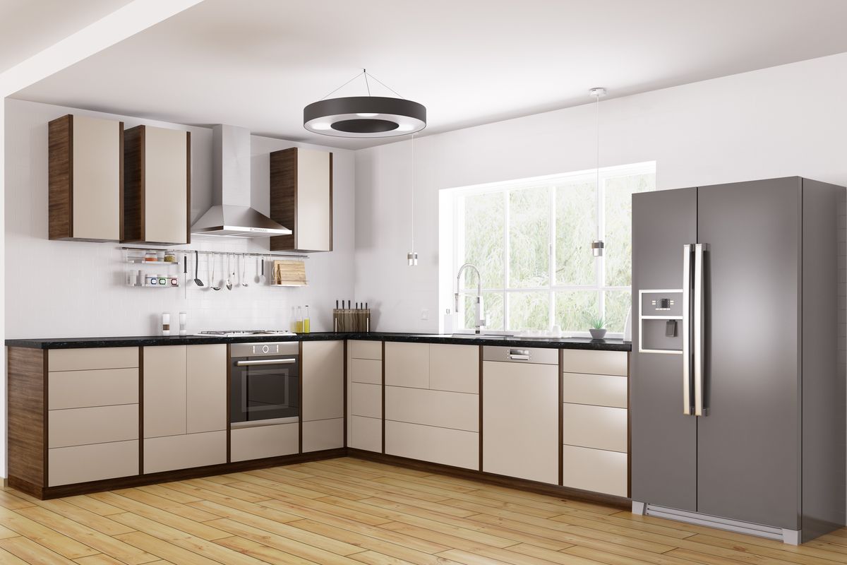 Ilustrasi dapur, ilustrasi kulkas Side By Side.