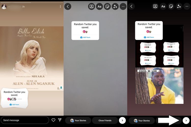 Cara membuat Add Yours di Instagram Stories melalui konten Stories pengguna lain.